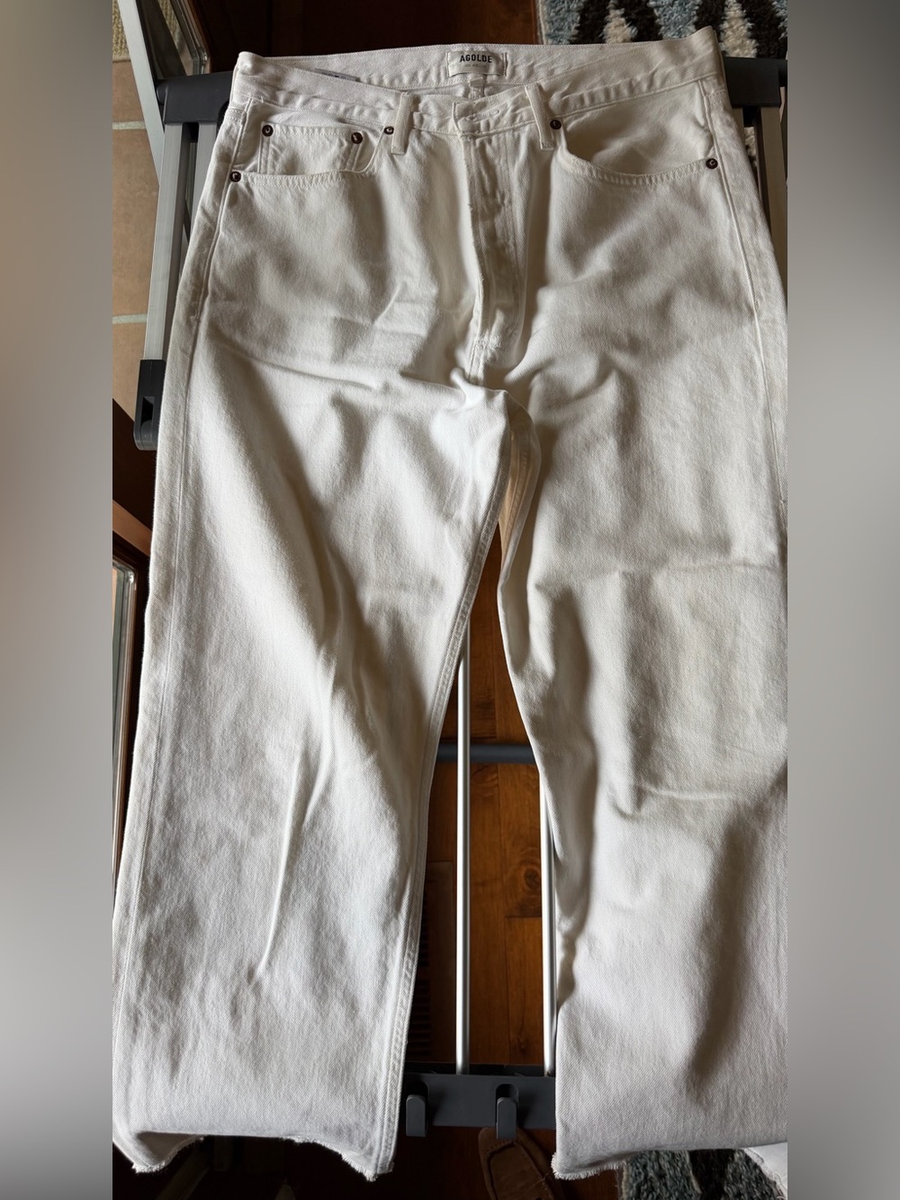 Agolde Off-White/Cream High-Rise Ankle Jeans